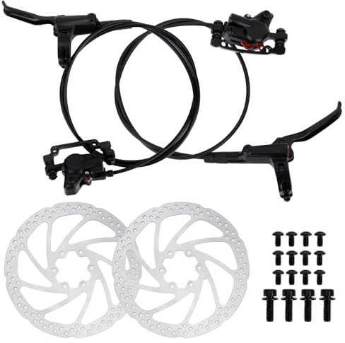 PSLER Juego de Frenos de Disco para Bicicleta MTB Kit con Rotores de 160 mm,Freno Trasero Izquierdo y Delantero Derecho Pinzas de Aluminio Palancas para Bicicleta de Montaña, Bicicleta Eléctrica
