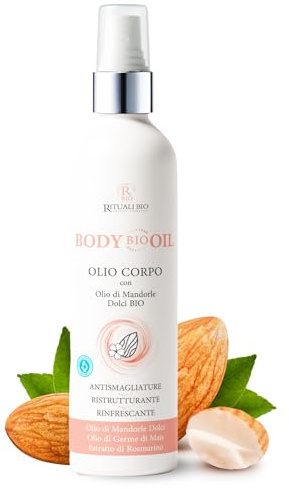 Body Bio Oil 125ml Olio Smagliature Gravidanza Non Unge con Olio di Mandorle Dolci Bio Ristrutturante Elasticizzante e Rinfrescante Pelle Secca e Delicata Aiuta a Prevenire le Smagliature