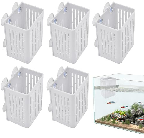 Portalpiante per Vasche per Pesci | Set di 5 Vasi con Ventose | Vasetto per in Acquario | Per Coltivazione Piante Betta Giardini Acquatici e Narcisi