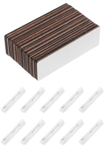 VILLFUL Lot de 10 Badges Nominatif Soi-même en Bois avec Épingle, Plaques Nominatives Vierges pour Sublimation, Format Moyen, Porte-nom Personnalisable pour Bureau, Événements