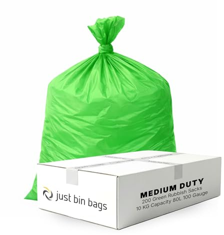 Just Bin Bags 200 x 80L Green Refuse Sacks - 25 Micron - Medium-Duty | Durable, reliable refuse sacks for everyday waste handling.