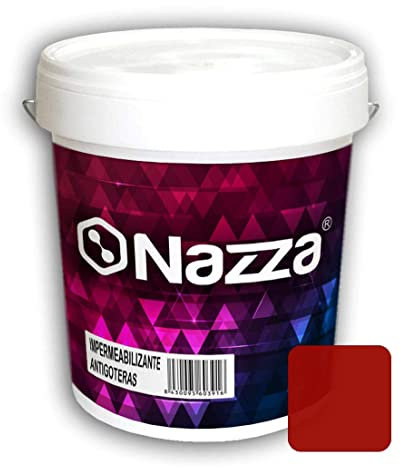 Nazza Pintura de Caucho Rojo Impermeabilizante - Pintura Antigoteras y Antihumedad para Terrazas y Azoteas Transitables - Color Rojo Ladrillo - 4 Litros