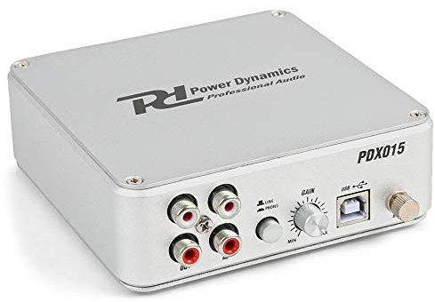 Power Dynamics PDX015 USB Phono Preamp Amplifier, Sound Card Audio Interface with Ground Connection & Audacity Software for Turntable Vinyl Record Players