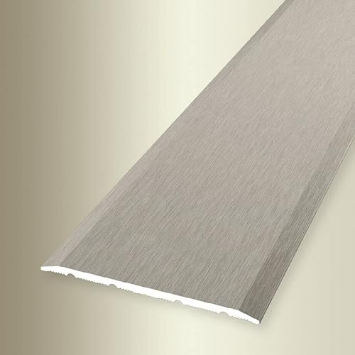 PROVISTON | Profil de transition | Largeur : 60 mm | Hauteur : 0-99 mm | Longueur : 1000 mm | Aluminium anodisé | Lisse | Platinium finement poli | Autocollant