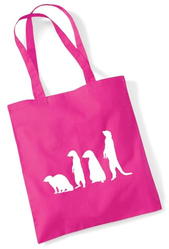 Huuraa Jutebeutel Erdmännchen Silhouette 10 Liter Fuchsia Baumwolle Tasche Geschenkidee