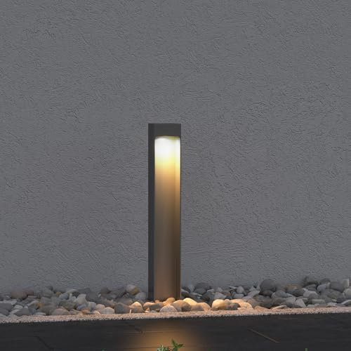 Mai & Mai Stehleuchte Außenleuchte 6x6x40cm IP65 Wegeleuchte Außen | Außenpollerleuchte für Garten, 3000K Stehlampe Gartenlampe | Außenlampe Standleuchte Sandgrau dunkel 5W BaldersLights