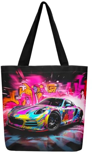 fifbird Bagger-Tragetasche, 50 x 40 cm, für Damen und Herren, Baufahrzeuge, Reisen, Strandtasche, Ausrüstung, LKW, große Kapazität, Schulterhandtaschen, Cartoon-Auto, wiederverwendbare Einkaufstasche,
