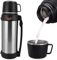 Flask for Hot Drinks, 2L Stainless Steel Vacuum Insulated Flask for Hot and Cold Drinks Coffee, Large Capacity Leakproof Hot Water Bottle with Telescopic Handle for Outdoor Travel Hiking Camping