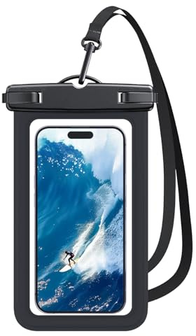 Mabookoa Funda Impermeable Móvil, IPX8 Bolsa Impermeables Móvil, Cuerda Desmontable y Ajustable, Funda Móvil Estanca, Estanca Funda Agua Movil hasta 7 - Negro