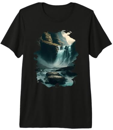 Découvrir la beauté Naturelle Cascade dans Un Paysage T-Shirt Haut de Gamme