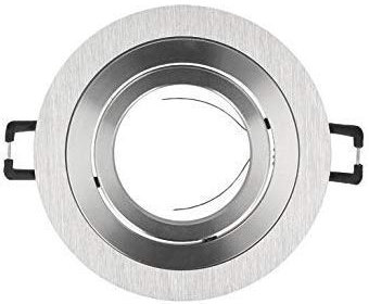 Luminaire Encastré GU10 Cadre de Montage 35° Pivotant Ø85mm Trou de Forage Aluminium avec GU10 Version pour LED Source D'Éclairage, Argent Brossé, Rond