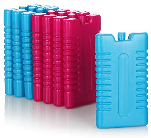 com-four® 8X Kühlakku für Kühltasche - Kühlelemente für Kühlbox - Kühlakkus für Haushalt und Freizeit - 220 ml (blau/pink)