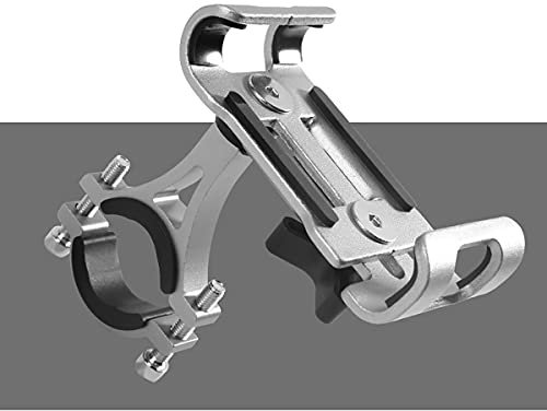 KANGKAI Support de téléphone pour vélo en alliage d'aluminium, rotatif à 360 degrés, support de téléphone universel en métal pour moto et vélo, convient pour téléphones de 3,5 à 6,5 et GPS Argenté
