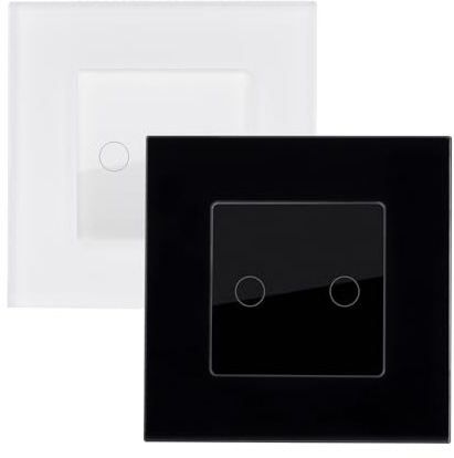 LEDKIA Interruptor Táctil Doble Conmutado y Cruzamiento con Marco Cristal M