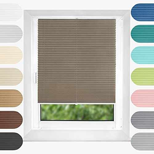 Birrke® Plissee Ohne Bohren Klemmfix 50x120 cm - Fenster Plisseerollo mit Bequemer Oben-Unten Funktion - Plissees für Sonnenschutz und Sichtschutz - Einfache Montage - Desert Flower, Braun