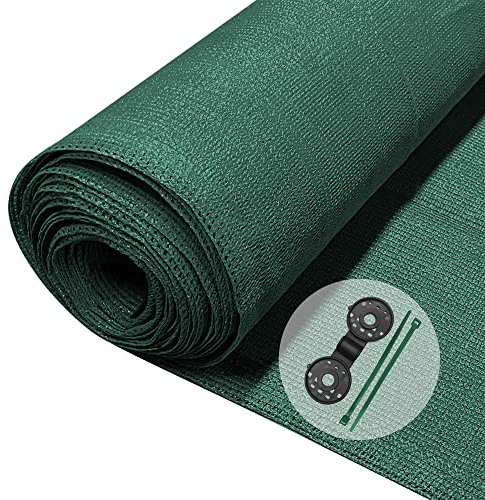 vounot® Brise Vue Occultant en HDPE avec Attaches et Clips de Fixation Protection Rayons UV Résistant aux Déchirures et au Vent Protection pour Jardin Balcon 90g/m² 1x10m Vert