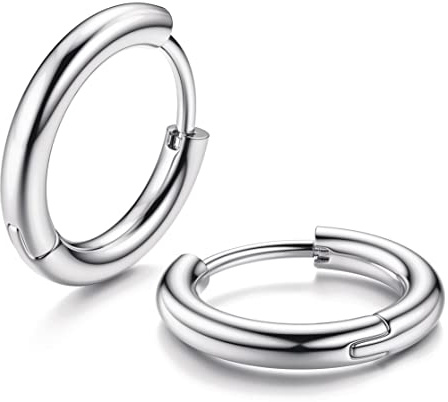 MILACOLATO G23 Titanium Hoop Earrings Implant Grade Hypoallergenic Small Huggie Hoop Earrings Hinged Sleeper Cartilage Earrings for Women Men S 8mm