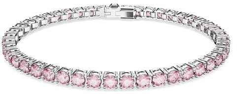 Swarovski Matrix Tennisarmband, Rundskuren, Rosa, Rhodiumpläterad