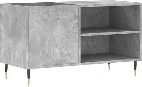vidaXL Armoire à Disques, Support de Tourne-Disque, Armoire Latérale avec Rangement, Buffet de Salon, Moderne, Gris Béton Bois d'Ingénierie