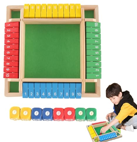 MZSX Wooden Board Game with Dice, 1-4 Player Shut the Box Dice Game Math Skills Educational Montessori Toy, Family Education Game for Kids