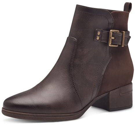 Jana Damen Stiefeletten mit Absatz mit Schnalle Vegan, Braun (Mocca), 41 EU