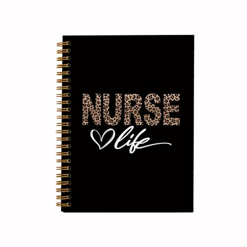 QUICQOD Nursing Notebook Gifts, Nurse Report Sheet Notebook,Nursing Gifts for New Nurses Friend,Nursing Student Graduation Gifts,Black Hardcover Spiral Notebook 5.5x8.3