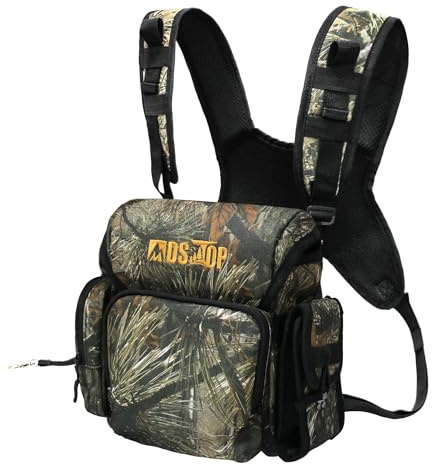 MDSTOP Fernglas-Brusttasche, Bino-Tasche mit Entfernungsmesser-Tasche, Bino Geschirr, für Vogelbeobachtung, Jagd, Wandern, Schießen (Kiefernnadel-Camo)