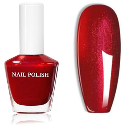 Pearl Nagellack Rot, Glossy Langanhaltend ungiftiger Shimmer Schnelltrocknender Roter Pearl Nail Polish, kein UV-Nagellack für Nail Art Maniküre(Pearl Rot 15ML)