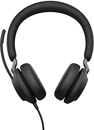 Jabra Evolve2 40 PC Headset - Noise Cancelling Microsoft Teams Zertifizierte Stereo Kopfhörer mit 3-Mikrofon Anruftechnologie - USB-A Kabel - Schwarz (Renewed)