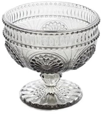 WLIHDB Copas De Helado Vajilla tallada en relieve de vidrio Retro, 2 uds., Bol for helado, postre, ensalada, frutero, hogar, restaurante, Bar, suministros de comedor(Gray)
