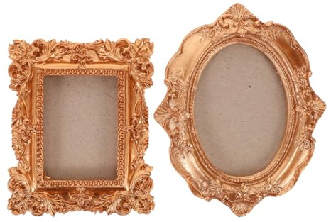 Amosfun Lot De 2 Cadres Photo Magnétiques Ovales Vintage 4.72X3.94X0.71 Pouces Mini Cadres Photo Aimantés Pour Réfrigérateur Souvenirs De Voyage Diy Décoration Maison