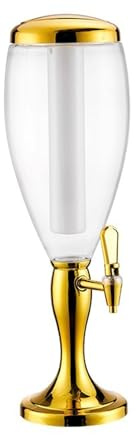 Dispensador de Cerveza Enfriador de Bebidas con Tubo de Hielo y Torre de Cerveza Desmontable. Torre de Bebidas de 1,5/2/3/5 L con Grifo y Escalas. Dispensador de Bebidas Mixtas(Gold,1.5L)