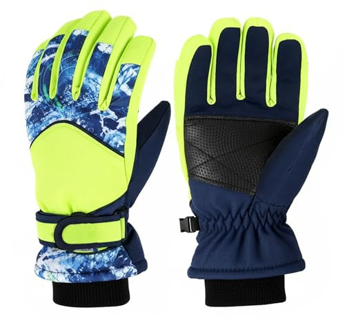 NociHah Kids-Waterproof-Ski-Gloves - Boys-Girls Winter-Snow-Glove Thickening Warm Windproof Cold-Weather Mittens for Snowboard Sledding Kids Outdoor