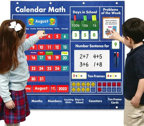 Täglicher Mathematikkalender, tragbare Hilfsaktivitäten – Klassenzimmer-Taschendiagramm, für Kinder, Lehrer, Eltern, Urlaub, Klassenzimmer, Zuhause, Vorschule, Grundschule
