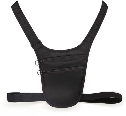 Long Keeper Money Belt for Travel Anti-Theft Crossbody Passport Holder for Women Men Hidden Slim Neck Wallet Under Clothes (Black)