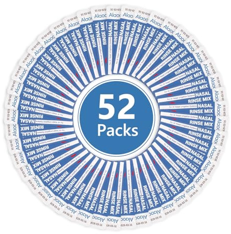 Alaoo Nasal Rinse Salt, 52 Pcs Nasal Irrigation Salt with Individually Wrapped, Sinus Rinse Salts for Nasals Wash Irrigation and Neti Pots Suitable Adult and Kid