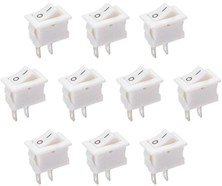 sourcing map 10Stk. SPST Miniboot Wippschalter AC250V/3A 125V/6A Weiß | Kippschalter EIN/AUS