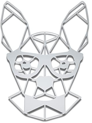 teileplus24 DS06 Wanddeko Metall | Wandbild | Metallbild | Geometrische Wandkunst | 40 x 54 cm, Farbe:Nerdy Dog Silber