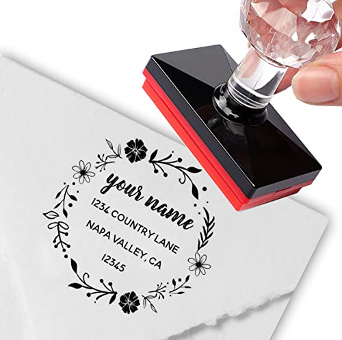 Benutzerdefinierte Stempel Personalisierte Stempel Blumenkranz Familienname Rücksendung Adresse Rücksendungen Briefmarken Namensschilder Adressetiketten