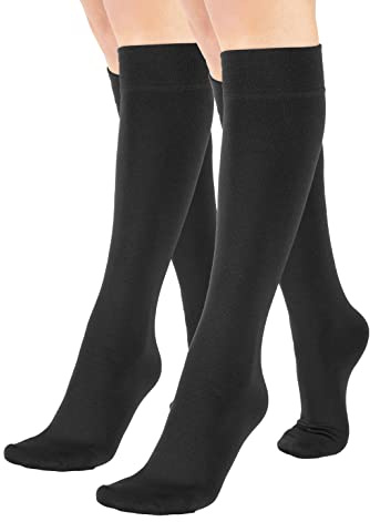 Cette - PACK 2/4 PARES Calcetines hasta la Rodilla Térmicos, Calcetines con con Forro Polar, Calcetines de invierno | 300 DEN | (Talla Unica, 2 X Negro)
