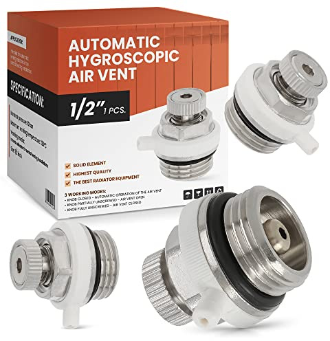 Valvola di scarico automatica per radiatori con molla a spirale igroscopica. Vite di scarico per radiatori senza manutenzione. Scarico per riscaldamento da 1/2''