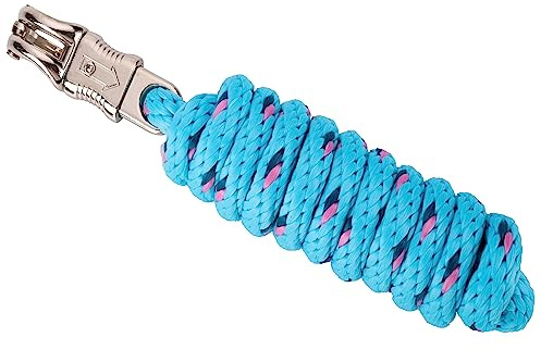 Merauno® Führstrick für Pferd - Anbindestrick in verschiedenen stylischen Designs, Führleine, Anbindeseil Pony, Esel, Ziege mit Panikhaken (See Blau, Panikhaken)
