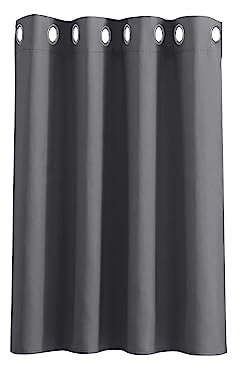 PONY DANCE Kurz Gardinen Blickdicht - 1 Stück H 90 cm x B 132 cm Ösenvorhang Kurz Vorhang Kinderzimmer Verdunkelungsvorhang Grau Küchengardinen mit Ösen Thermovorhang