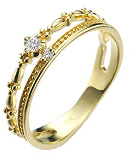 Epinki Echtschmuck Ring 14K/18K Gelbgold, Zart Solitärring mit Diamant, Rundschliff, Au750/ Au585 Gold Eheringe Verlobungsring Pärchen Ringe für Damen