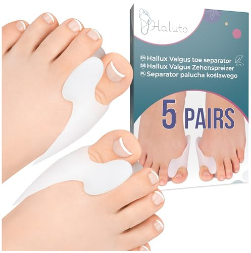 HALUTO 5 Paare Zehenstrecker - Zehenspreizer mit Zehenschutzkappe - Gelschild zur Linderung von Fußschmerzen - Silikon Bunion Corrector - Universalgröße