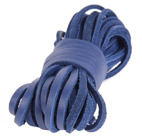 AYWTIUN Cordino Cuoio 5 Metri di Cordoncino Piatto in Vera Pelle, Striscia di Cuoio, Accessori for Braccialetti in Pelle, creazione di Gioielli(Color:Blue)