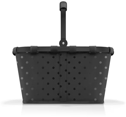 reisenthel carrybag – stabil shoppingkorg med gott om lagringsutrymme och praktisk innerficka – elegant och vattenavvisande design, Ram glansig prickar svart, En Storlek, Shoppingkorg
