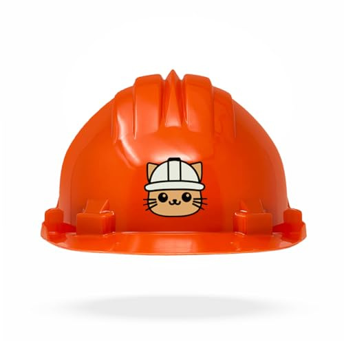TAMS Barnhjälm, bygghjälm, skyddshjälm med vridlås, lek och nöje (katt, orange)