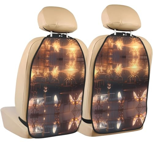 WZYWHJ Crystal Insects Prints Lot de 2 coussins de rangement anti-coups de pied pour siège de voiture multifonction après installation