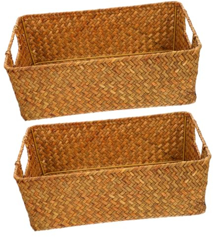 Toyvian 2 piezas Cesta de Pan Tejida Mano para Cocina y Restaurante Canasta de Almacenamiento Versátil para Frutas Verduras y Snacks Diseño Trenzado Resistente y Decorativo